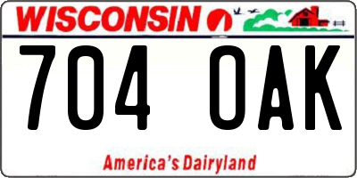 WI license plate 704OAK