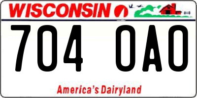 WI license plate 704OAO