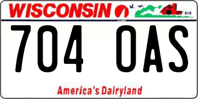 WI license plate 704OAS
