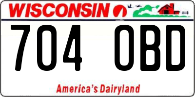 WI license plate 704OBD