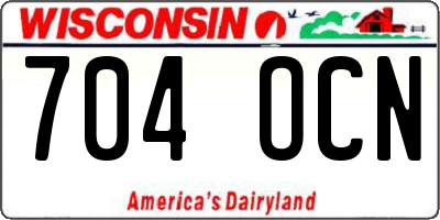 WI license plate 704OCN