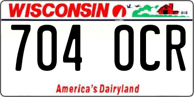 WI license plate 704OCR