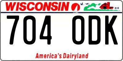 WI license plate 704ODK