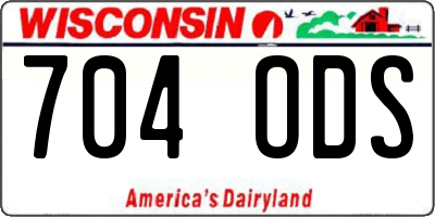 WI license plate 704ODS
