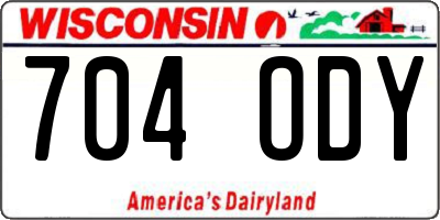 WI license plate 704ODY