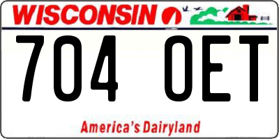 WI license plate 704OET