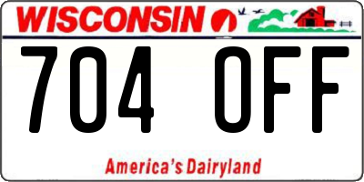 WI license plate 704OFF