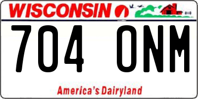 WI license plate 704ONM