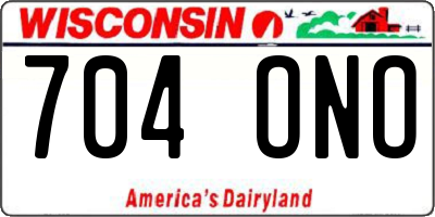 WI license plate 704ONO