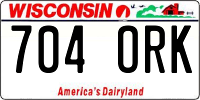 WI license plate 704ORK