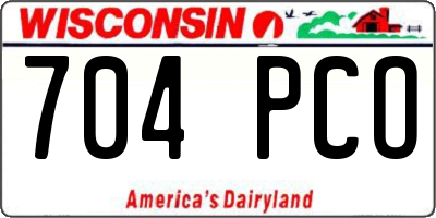WI license plate 704PCO