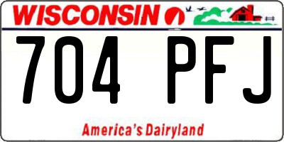 WI license plate 704PFJ