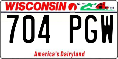 WI license plate 704PGW