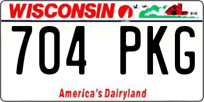 WI license plate 704PKG