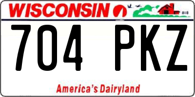 WI license plate 704PKZ