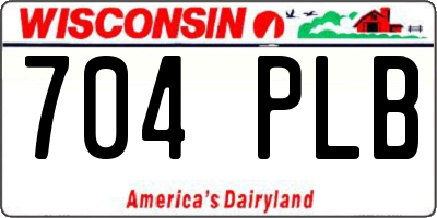 WI license plate 704PLB