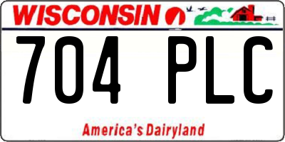WI license plate 704PLC