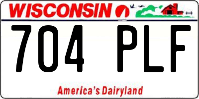 WI license plate 704PLF