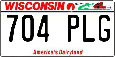 WI license plate 704PLG