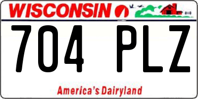 WI license plate 704PLZ