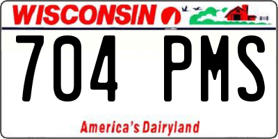 WI license plate 704PMS