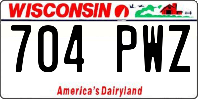WI license plate 704PWZ