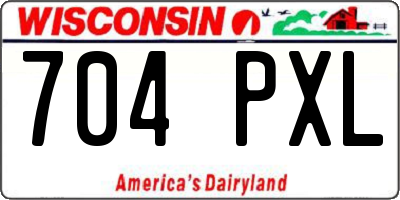 WI license plate 704PXL