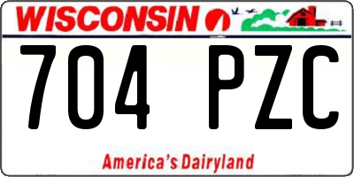 WI license plate 704PZC