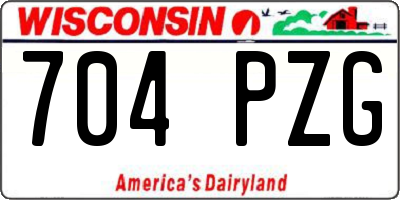 WI license plate 704PZG
