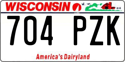 WI license plate 704PZK