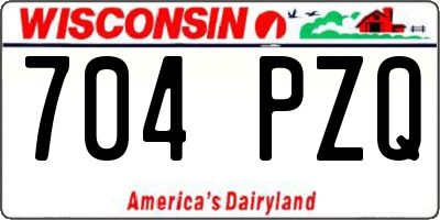 WI license plate 704PZQ