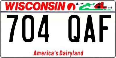 WI license plate 704QAF