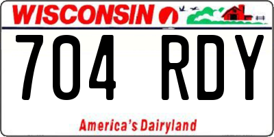 WI license plate 704RDY
