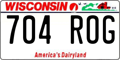 WI license plate 704ROG