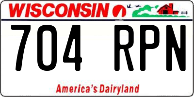 WI license plate 704RPN