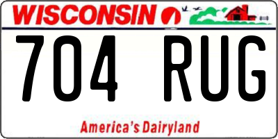 WI license plate 704RUG