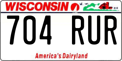 WI license plate 704RUR