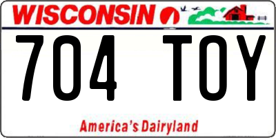 WI license plate 704TOY