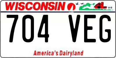 WI license plate 704VEG