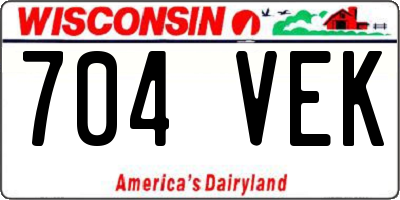 WI license plate 704VEK