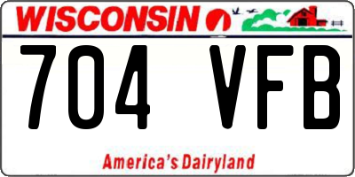 WI license plate 704VFB