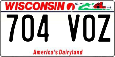 WI license plate 704VOZ