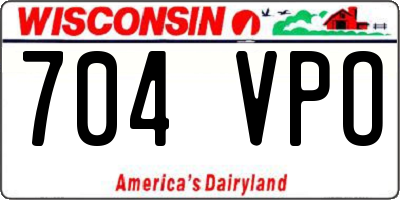 WI license plate 704VPO