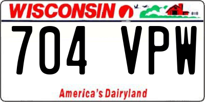 WI license plate 704VPW