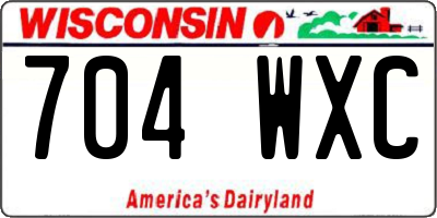 WI license plate 704WXC