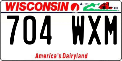 WI license plate 704WXM