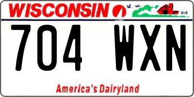 WI license plate 704WXN