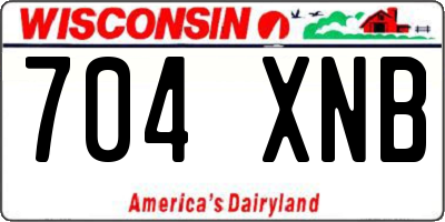 WI license plate 704XNB