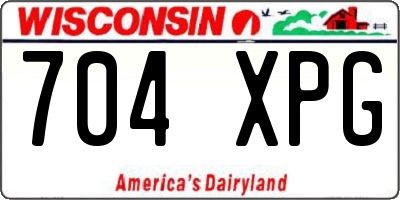 WI license plate 704XPG