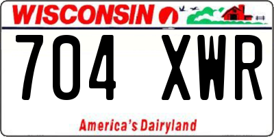 WI license plate 704XWR